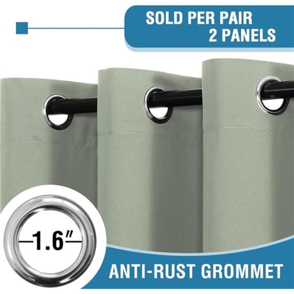 100% Blackout Curtains for Bedroom Thermal Insulated Blackout Curtains 45 inch - Picture 3 of 7